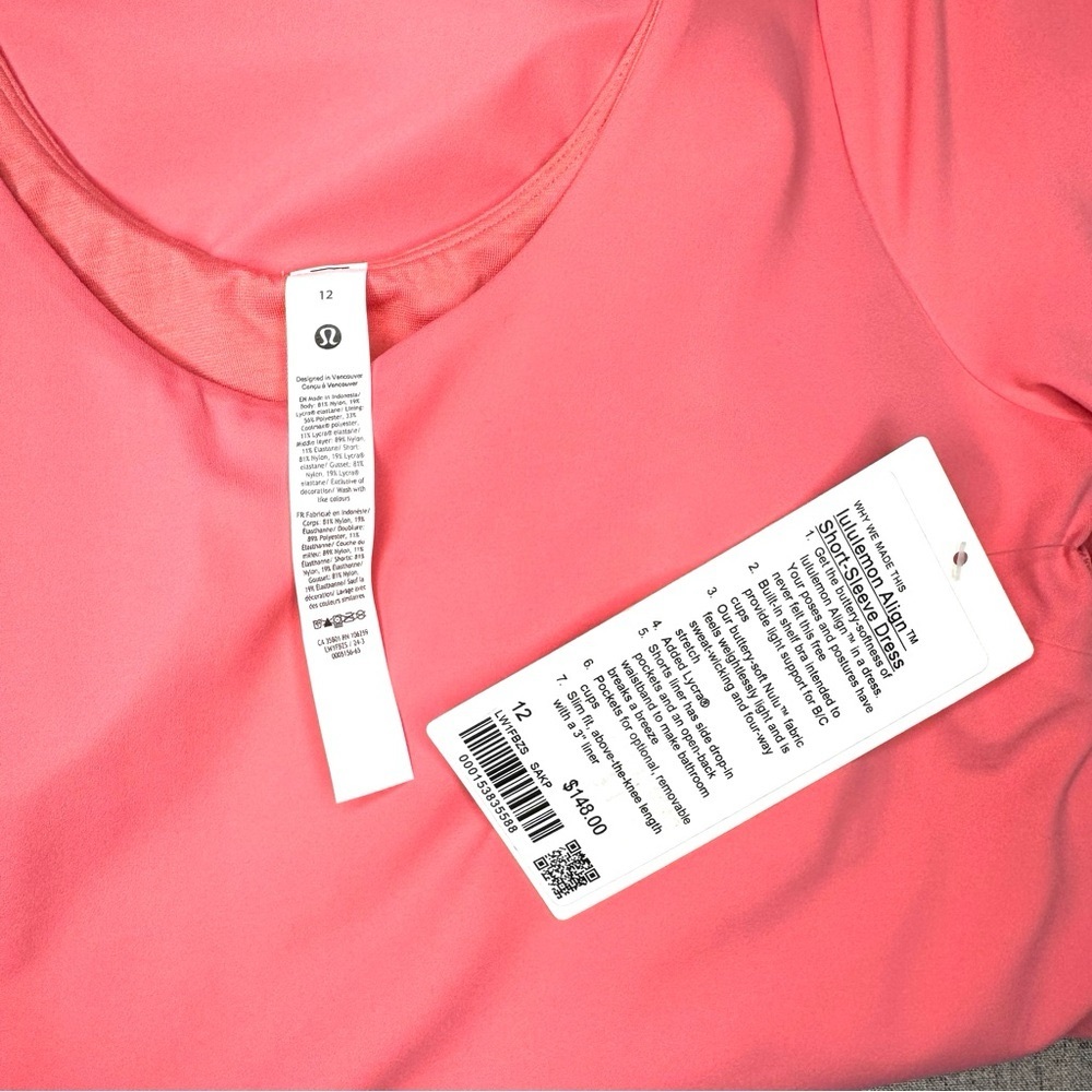 Lululemon Align Short Sleeve Dress Athletic Mini Dress Sakura Pink 10 12 NWT - Picture 14 of 15